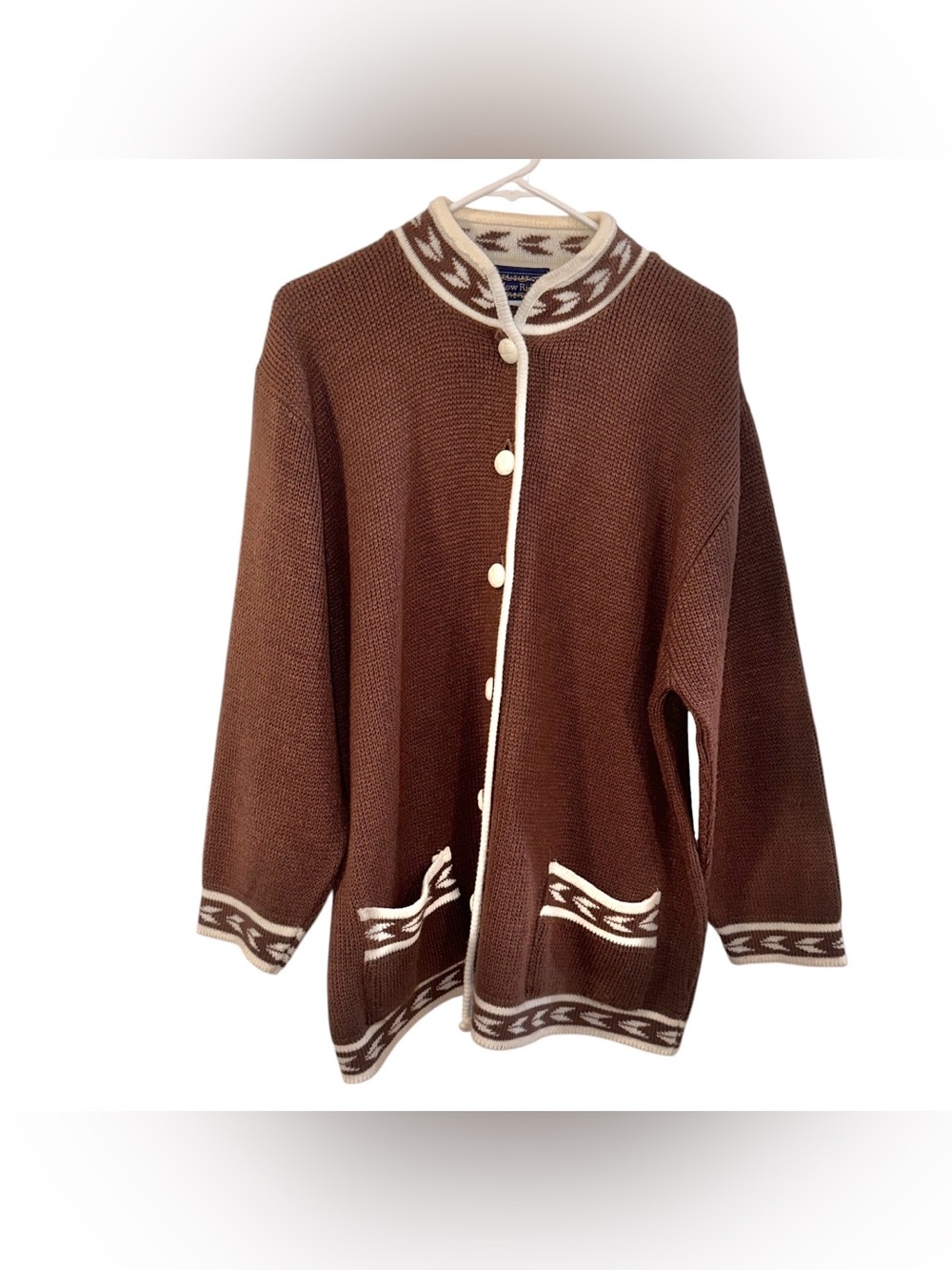 Vtg Willow Ridge Womens Brown Cardigan Sweater Size XL Boxy Long Line